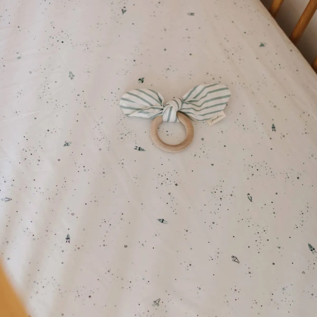 Crib Fitted Sheets-Pehr Rocketman Crib Sheet