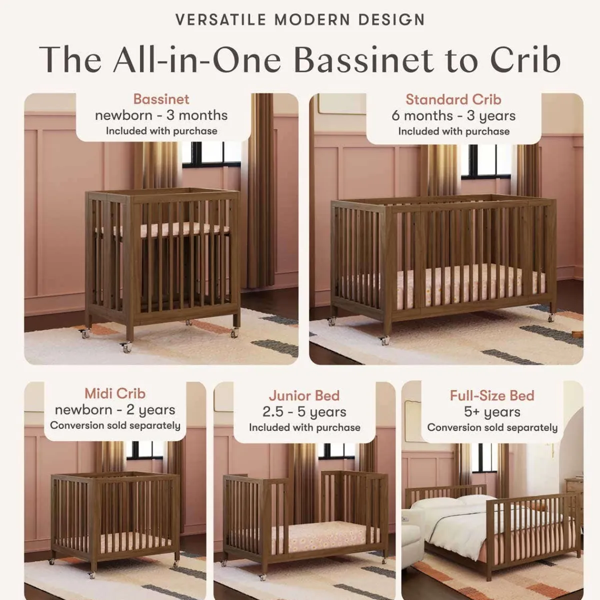 Convertible Cribs-Babyletto Rolli 9-in-1 All-Stages Crib