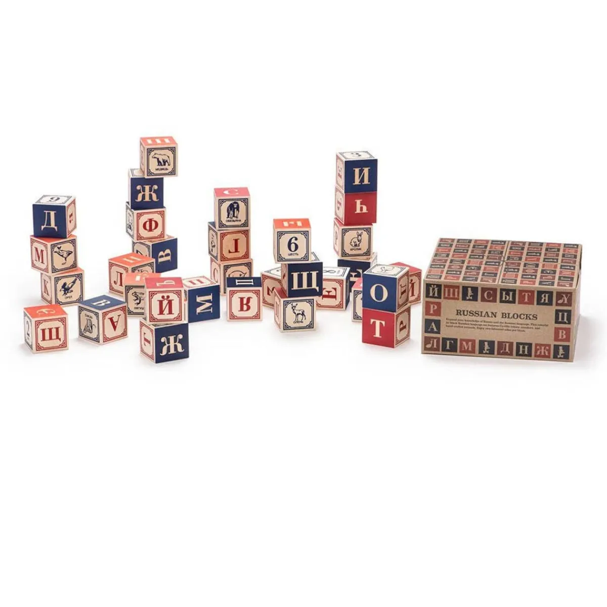 Wooden Toys|Blocks + Shape Sorters-Uncle Goose Russian ABC Blocks