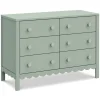 Dressers|Wck Exclusive Furniture-DaVinci Sammy Scallop 6 Drawer Dresser - Light Sage