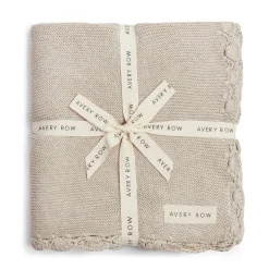 Blankets-Avery Row Scallop Knit Blanket Stone