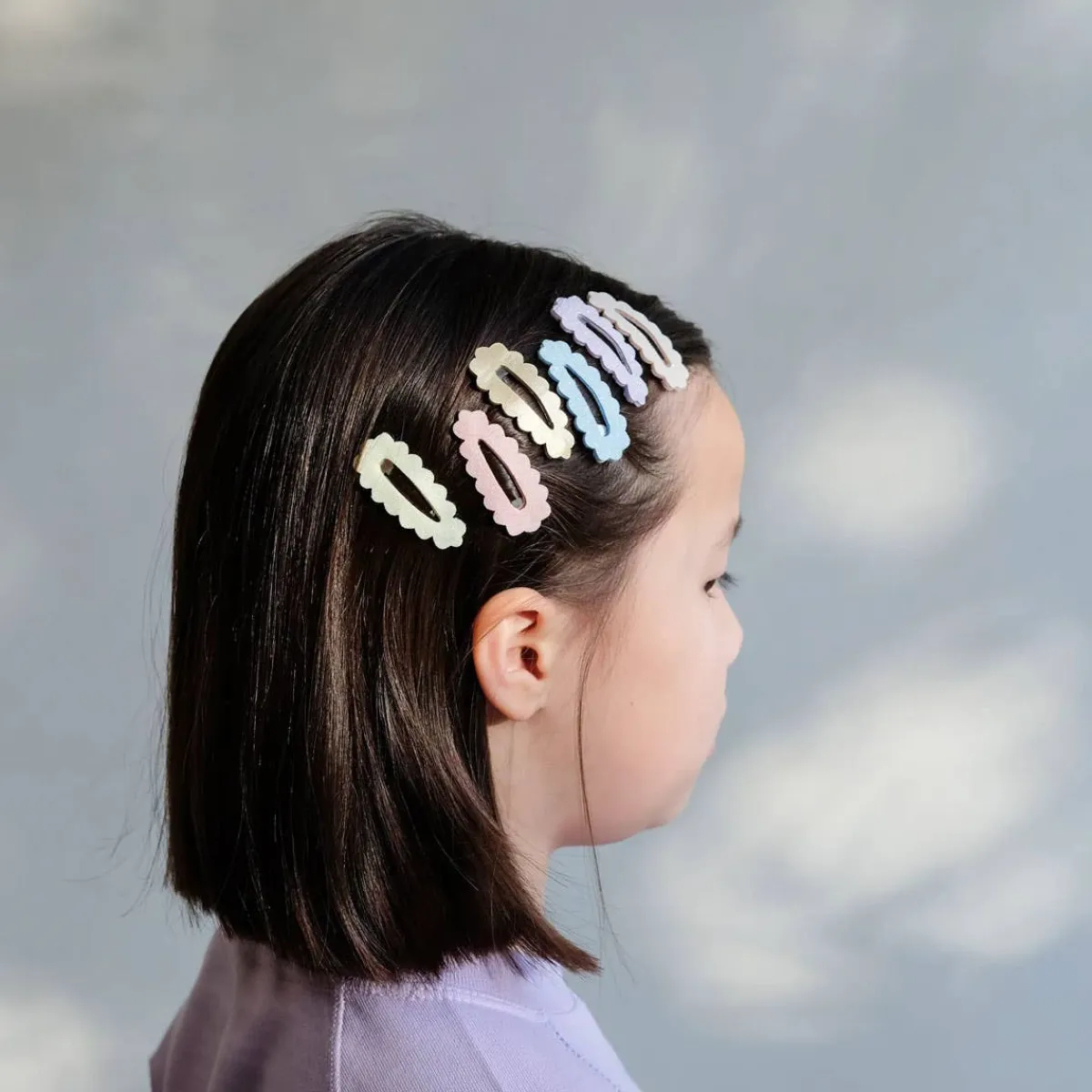 Hair Accessories-Mimi & Lula Scalloped Sparkle Mini Clic Clacs