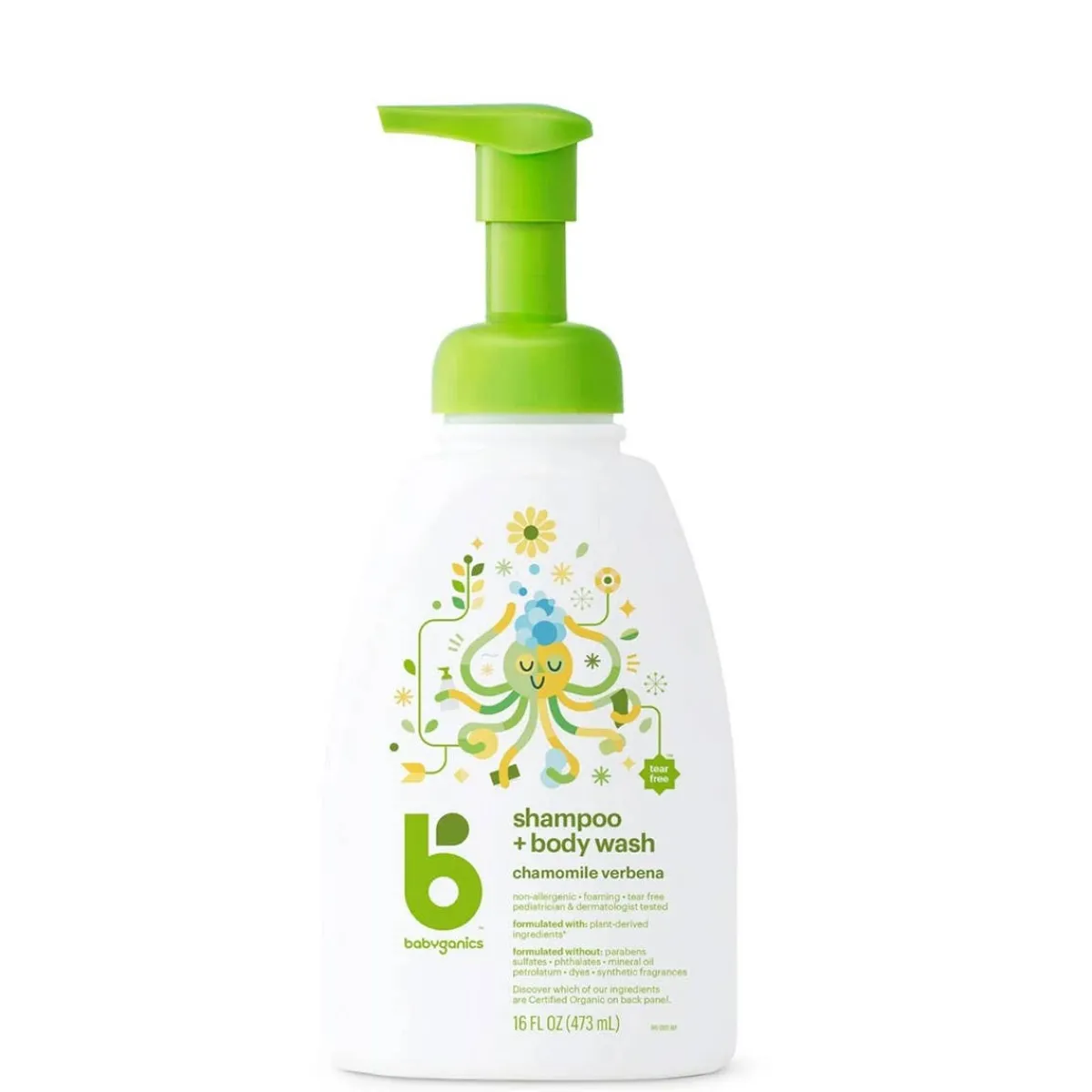 Kids Shampoo + Conditioner|Infant Shampoo + Conditioner-Babyganics Shampoo & Body Wash Chamomile Verbena (16 oz)