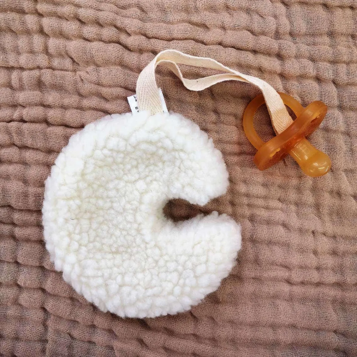 Pacifier Clips|Pacifiers + Clips-The Butter Flying Sherpa Moon Paci Holder
