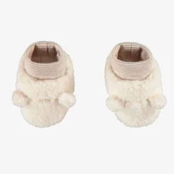 Moccasins|Infant Socks + Booties-Souris Mini Sherpa Slippers Cream