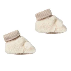 Moccasins|Infant Socks + Booties-Souris Mini Sherpa Slippers Cream