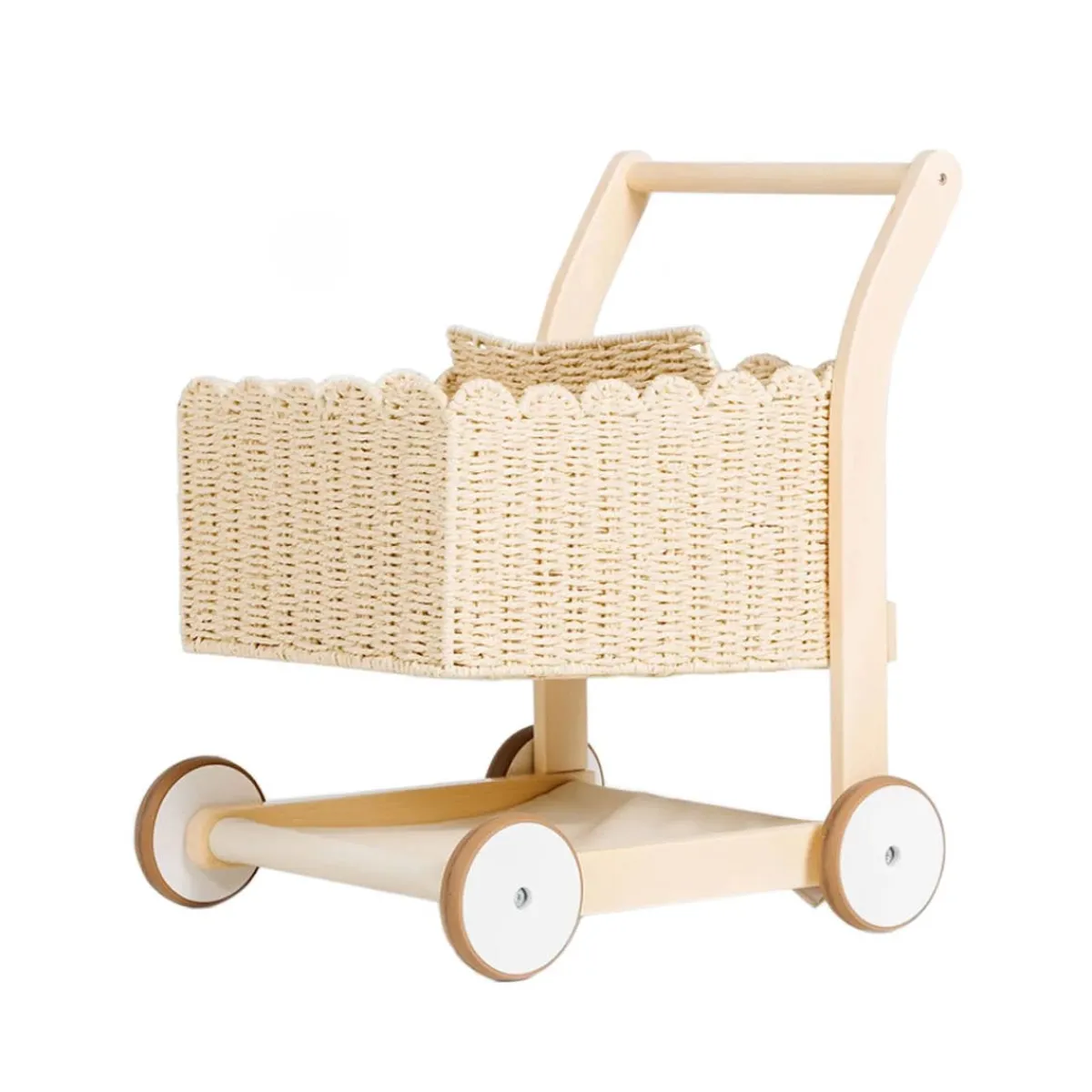 Pretend Play|Wooden Toys-Gathre Shopping Trolley Ivory