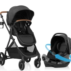 Travel Systems-Evenflo Shyft Intuiti Travel System featuring Revolve180 LiteMax NXT with SensorySoothe Black Shale