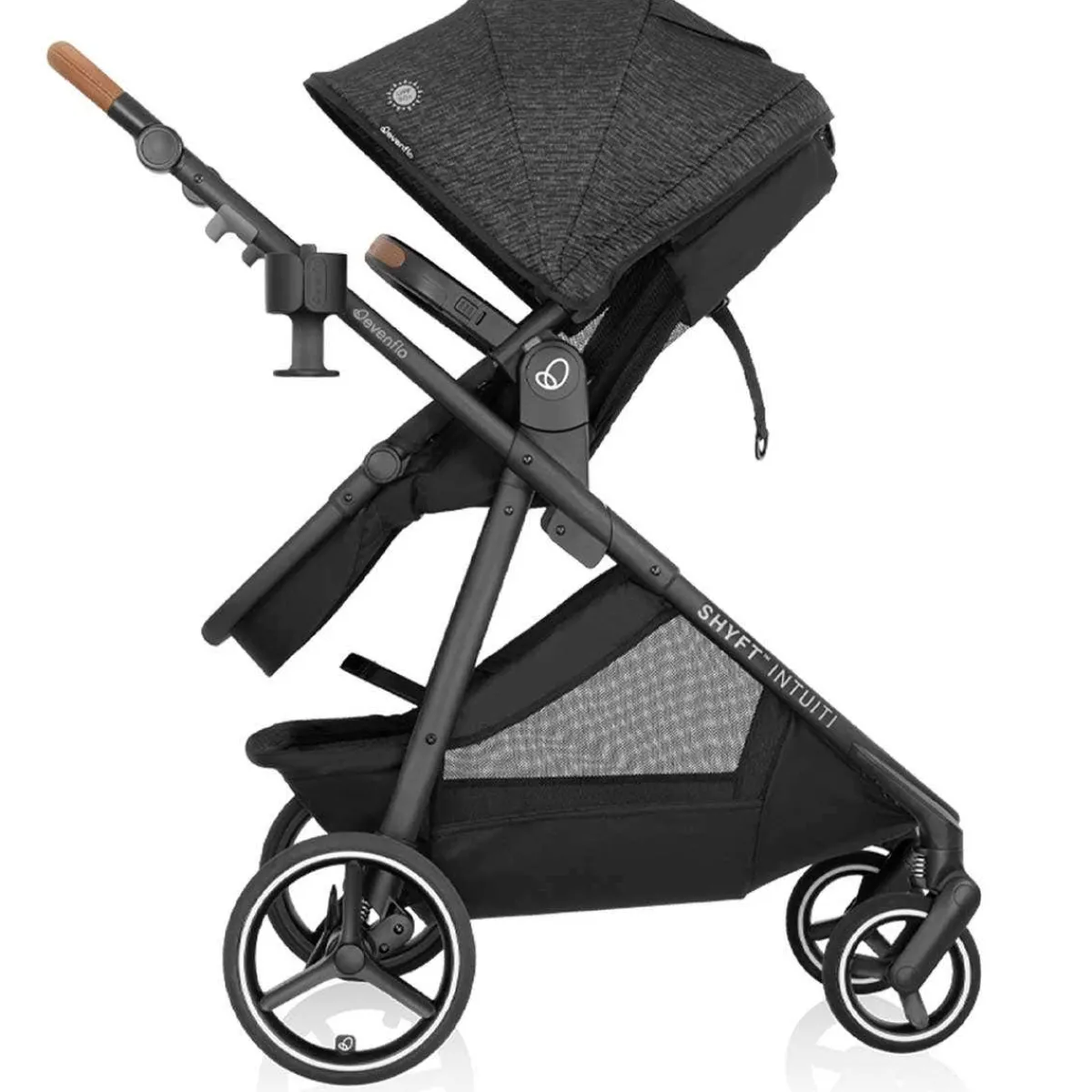 Travel Systems-Evenflo Shyft Intuiti Travel System featuring Revolve180 LiteMax NXT with SensorySoothe Black Shale