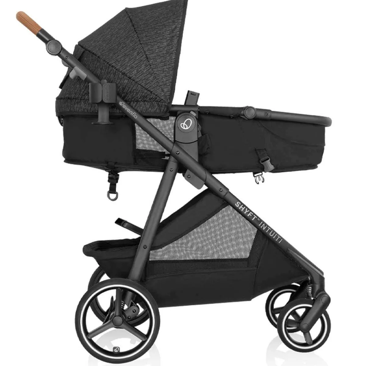 Travel Systems-Evenflo Shyft Intuiti Travel System featuring Revolve180 LiteMax NXT with SensorySoothe Black Shale