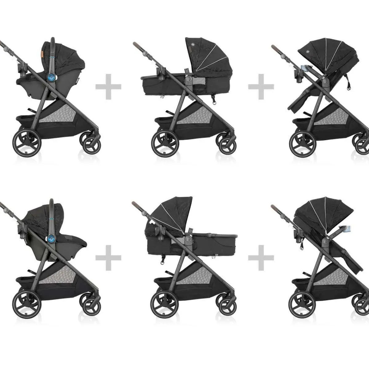 Travel Systems-Evenflo Shyft Intuiti+ Travel System featuring Revolve180 LiteMax NXT with SensorySoothe Dubhan Black
