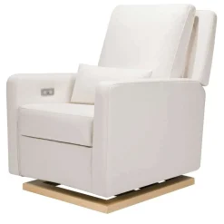 Motorized Gliders|Gliders-Babyletto Sigi Power Glider Recliner with Light Wood Base  (Eco-Performance)
