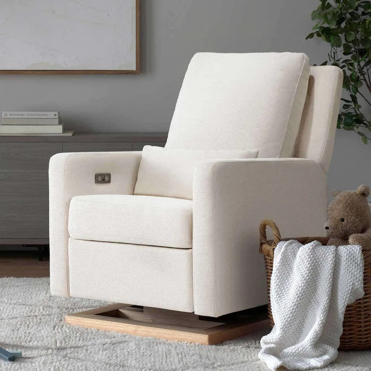 Motorized Gliders|Gliders-Babyletto Sigi Power Glider Recliner with Light Wood Base (Eco-Performance)