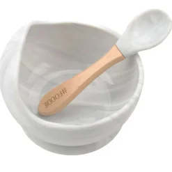 Kids Plates + Bowls|Grip + Suction Dishes-Glitter & Spice Silicone Bowl + Spoon Set