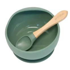 Kids Plates + Bowls|Grip + Suction Dishes-Glitter & Spice Silicone Bowl + Spoon Set