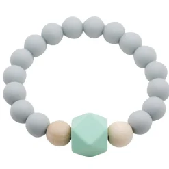 Teething Jewelery|Pacifiers + Clips-Glitter & Spice Silicone Bracelet (Gemstone/Wood)