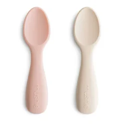 Kids Utensils|Toddler Training Utensils-Mushie Silicone Toddler Starter Spoons (2 Pack)