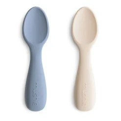 Kids Utensils|Toddler Training Utensils-Mushie Silicone Toddler Starter Spoons (2 Pack)