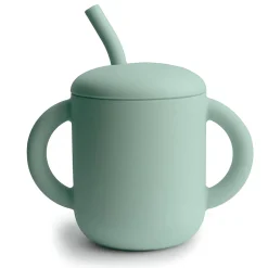 Kids Drinkware|Sippy Cups + Straw Cups-Mushie Silicone Training Cup + Straw