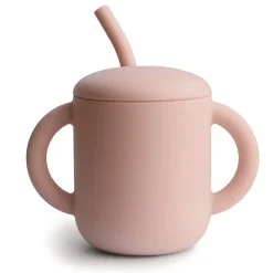 Kids Drinkware|Sippy Cups + Straw Cups-Mushie Silicone Training Cup + Straw