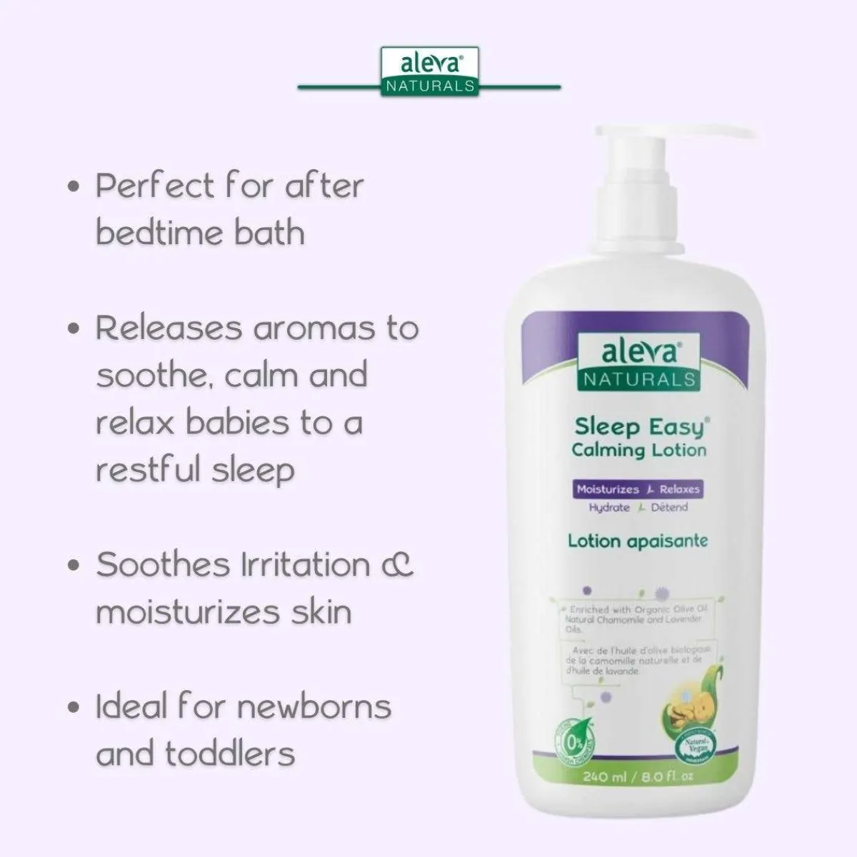 Kids Lotion|Infant Moisturizer-Aleva Naturals Sleep Easy Calming Lotion (240 mL)