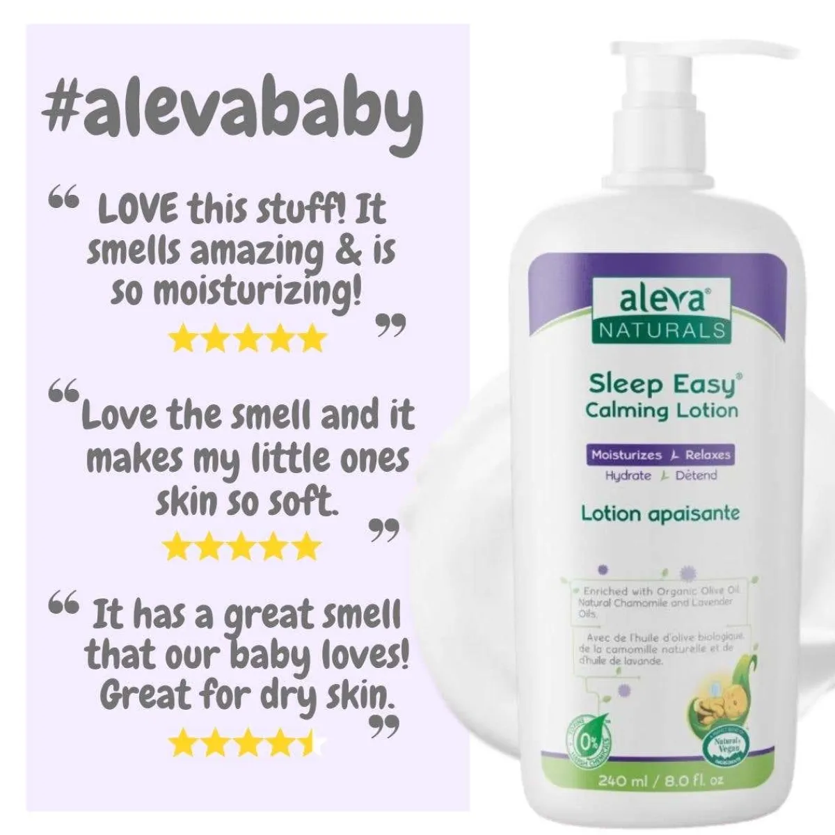 Kids Lotion|Infant Moisturizer-Aleva Naturals Sleep Easy Calming Lotion (240 mL)