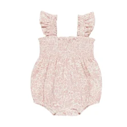 Rompers-Quincy Mae Smocked Ruffle Sleeve Romper