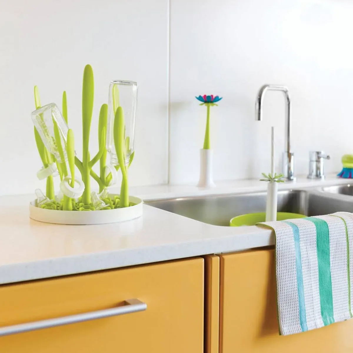 Bottle Brushes + Drying Racks-Boon Inc. Sprig Drying Rack Green