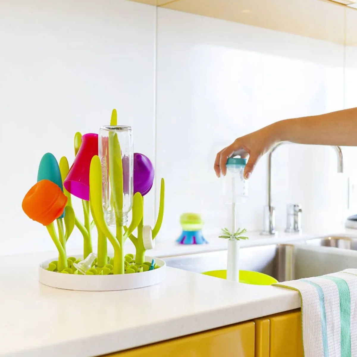 Bottle Brushes + Drying Racks-Boon Inc. Sprig Drying Rack Green