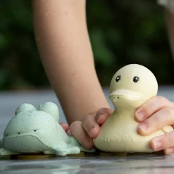 Bath Toys-Hevea Squeeze 'N' Splash Bath Toy (Rubberduck & Frog Gift Set) Sand & Sage