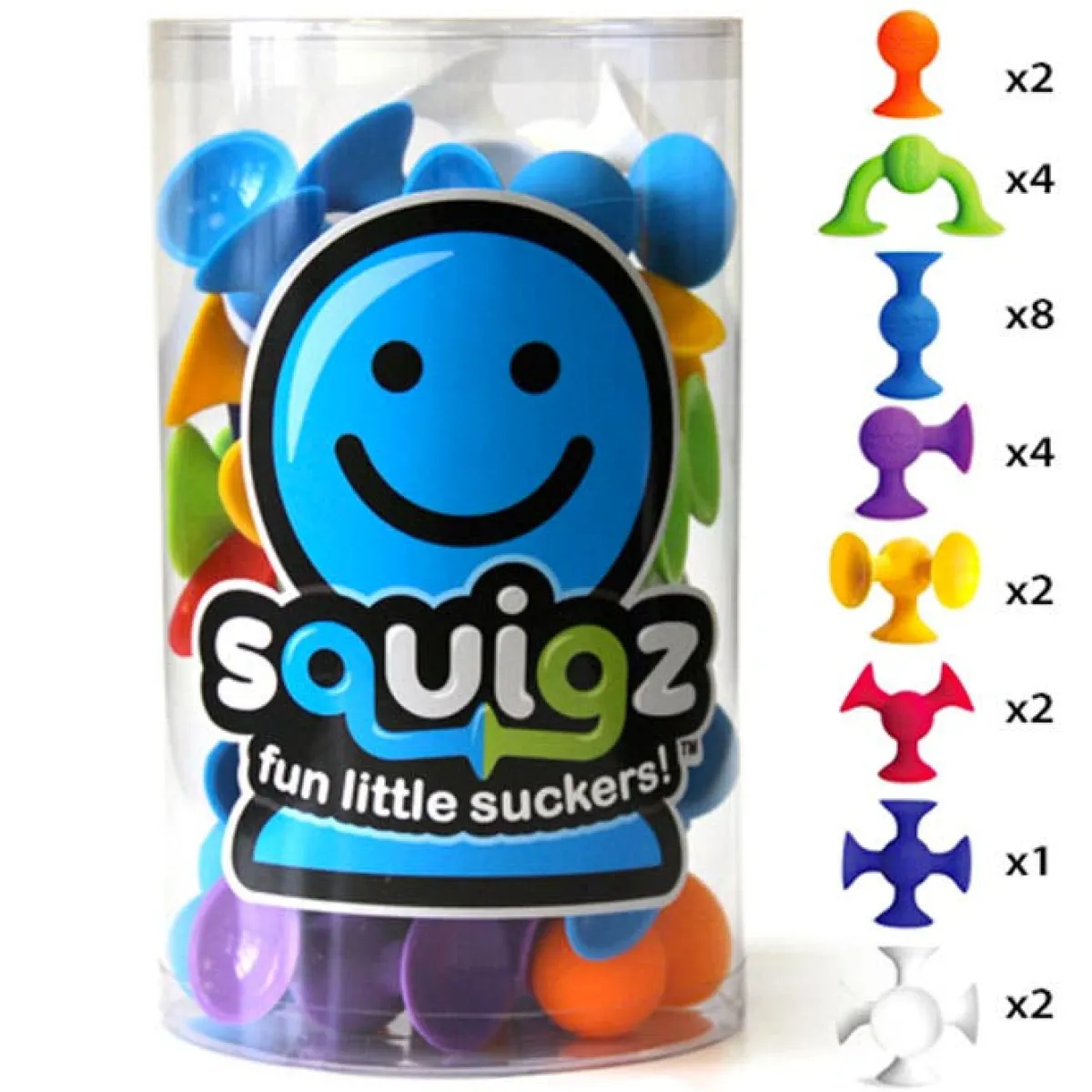 Play + Learn Toys|Bath Toys-Fat Brain Toys Squigz Starter Set (24 Pieces)