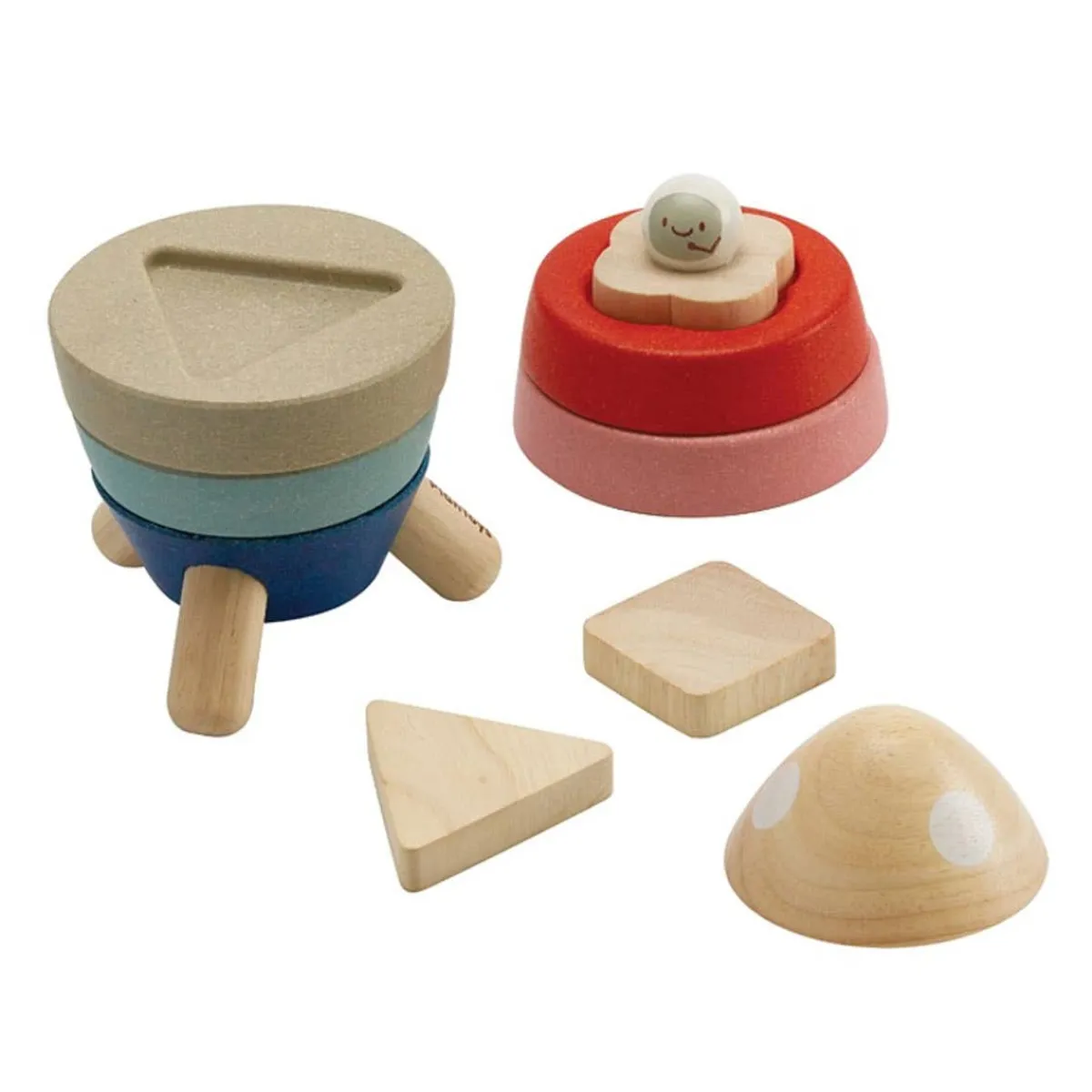 Wooden Toys|Stack + Nest Toys-Plantoys Stacking Rocket