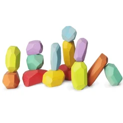Wooden Toys|Stack + Nest Toys-Kinderfeets Stacking Stones (Rainbow)