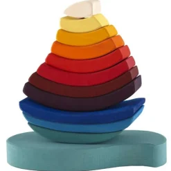 Wooden Toys|Stack + Nest Toys-Grimm's Stacking Tower Boat