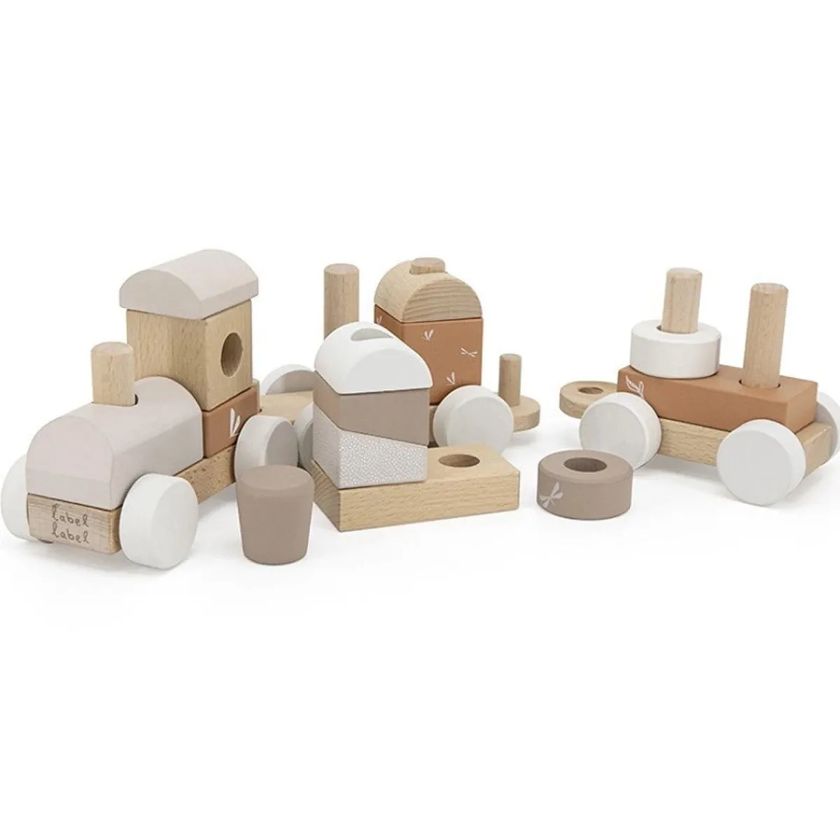 Puzzles|Cars + Trucks-Label Label Stacking Train Nougat