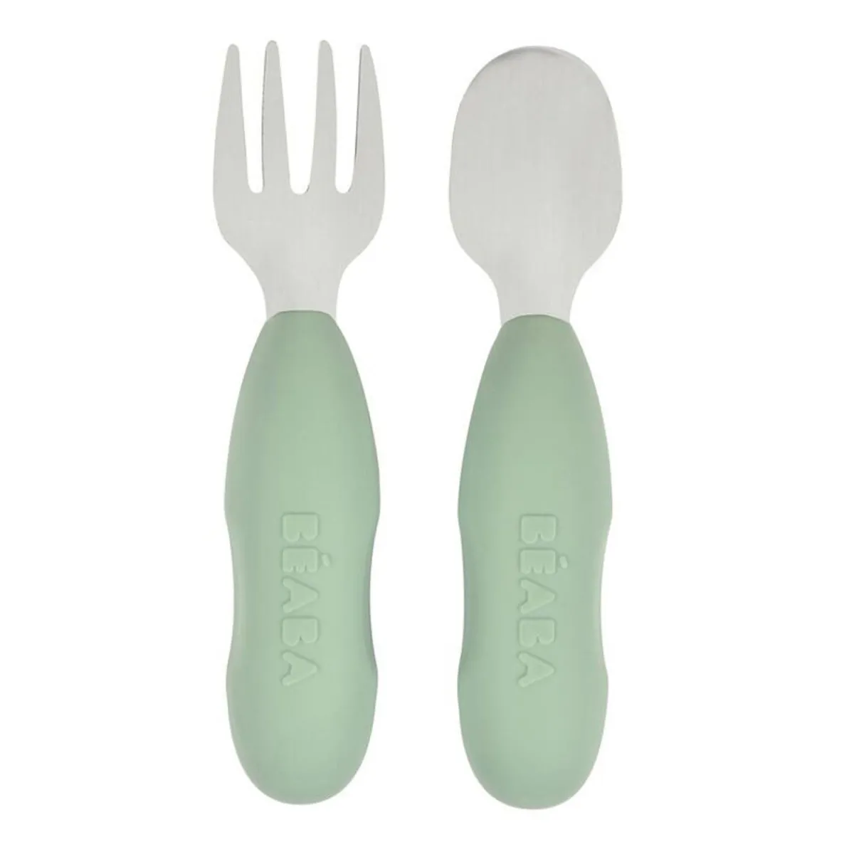 Kids Utensils|Toddler Training Utensils-Beaba Stainless Pre-Cutlery (Set of 2)