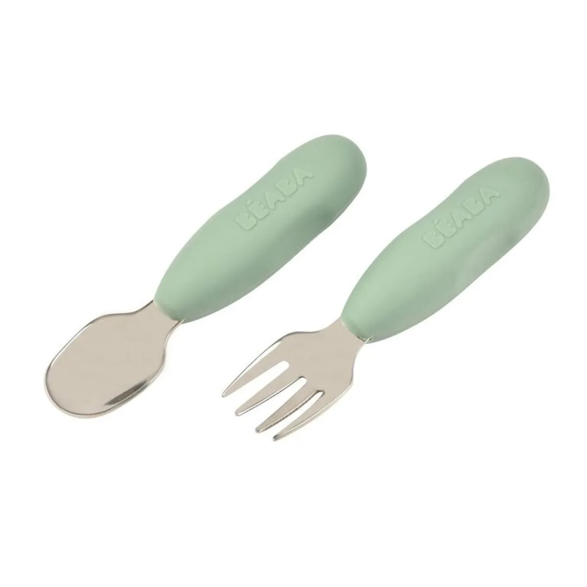 Kids Utensils|Toddler Training Utensils-Beaba Stainless Pre-Cutlery (Set of 2)