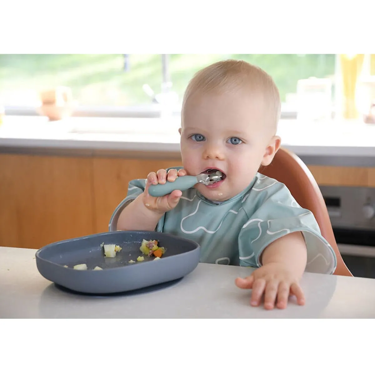 Kids Utensils|Toddler Training Utensils-Beaba Stainless Pre-Cutlery (Set of 2)
