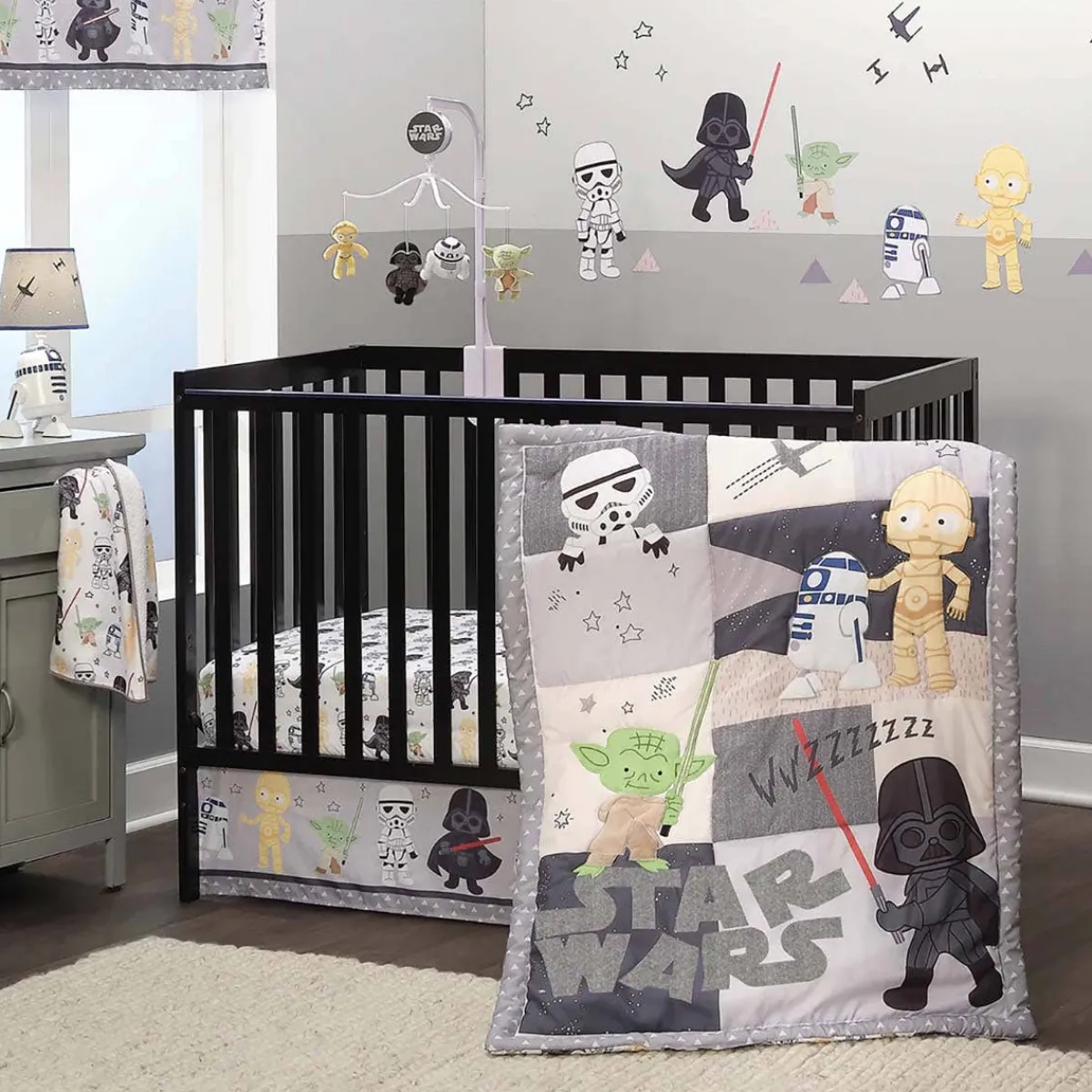 Crib Bedding Sets-Lambs & Ivy Star Wars Classic 3 Piece Crib Set