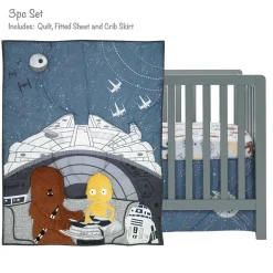 Crib Bedding Sets-Lambs & Ivy Star Wars Millennium Falcon 3 Piece Crib Set