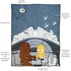Crib Bedding Sets-Lambs & Ivy Star Wars Millennium Falcon 3 Piece Crib Set