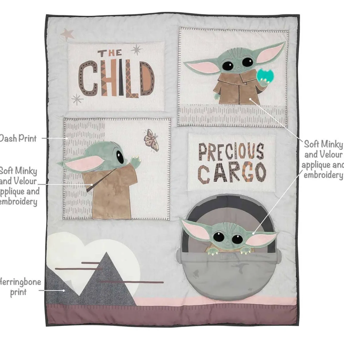 Crib Bedding Sets-Lambs & Ivy Star Wars the Child 3 Piece Crib Set