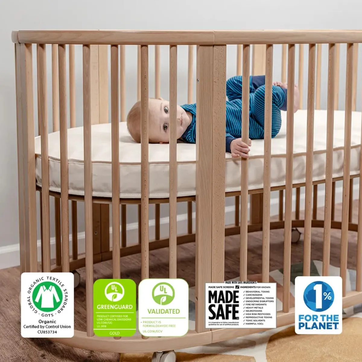 Crib Mattresses-Naturepedic Stokke Sleepi Breathable Oval Mattress (V3)