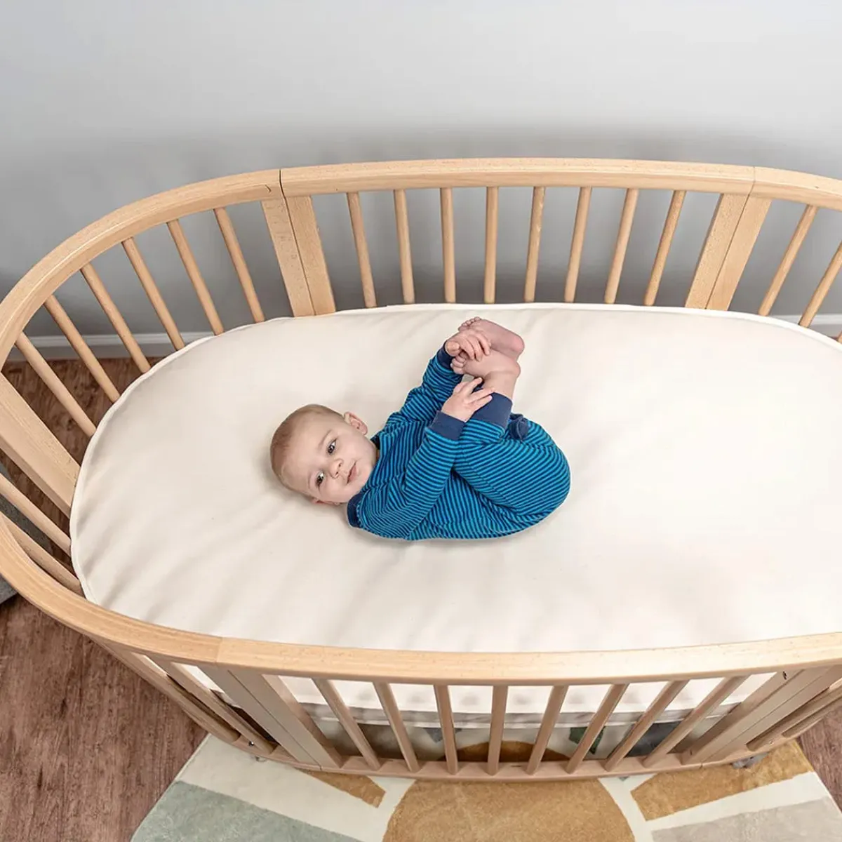 Crib Mattresses-Naturepedic Stokke Sleepi Breathable Oval Mattress (V3)