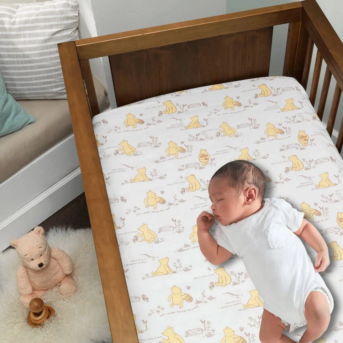 Crib Bedding Sets-Lambs & Ivy Storytime Pooh 3 Piece Crib Set