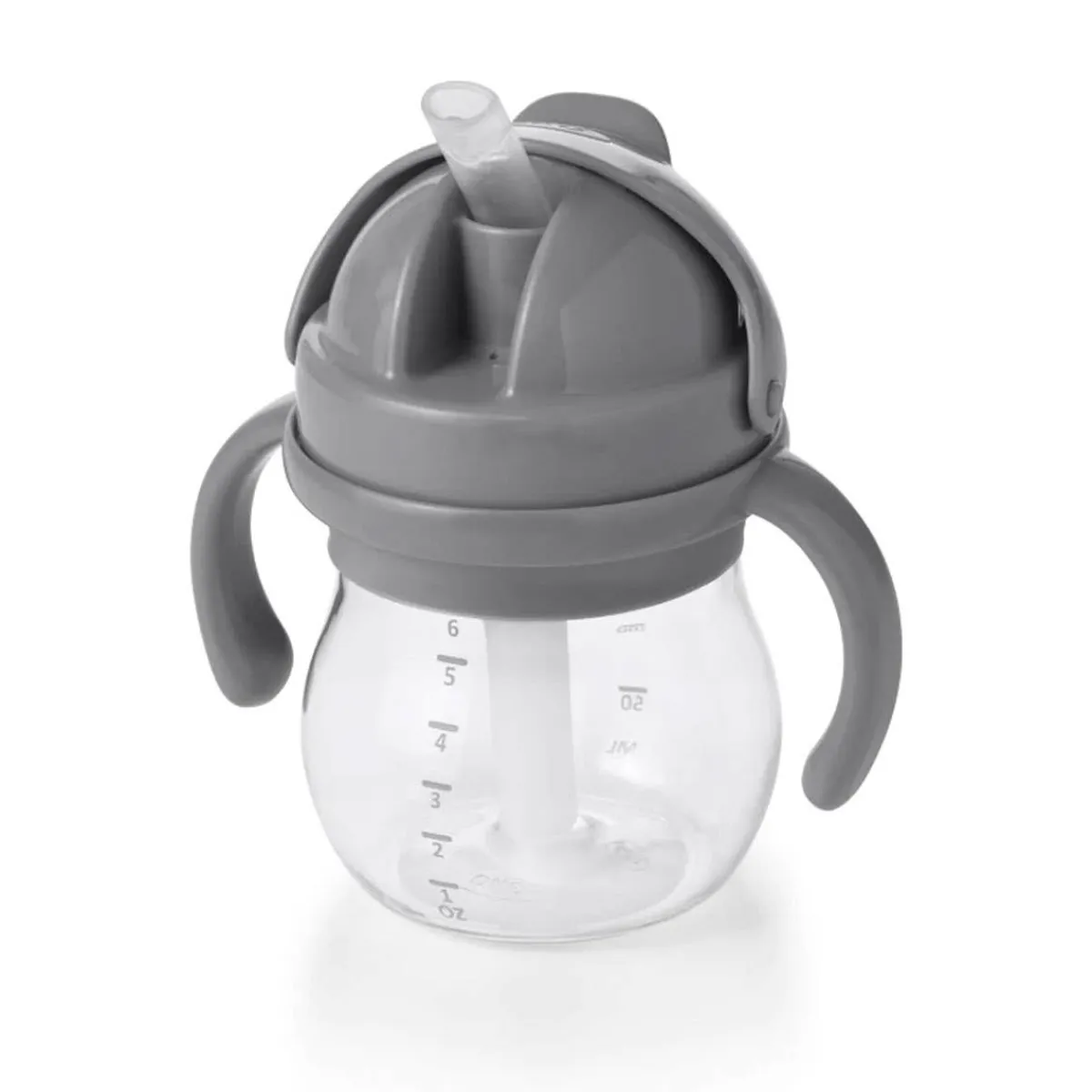 Sippy Cups + Straw Cups-Oxo Tot Straw Cup with Handles (6 oz) Grey