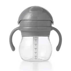 Sippy Cups + Straw Cups-Oxo Tot Straw Cup with Handles (6 oz) Grey