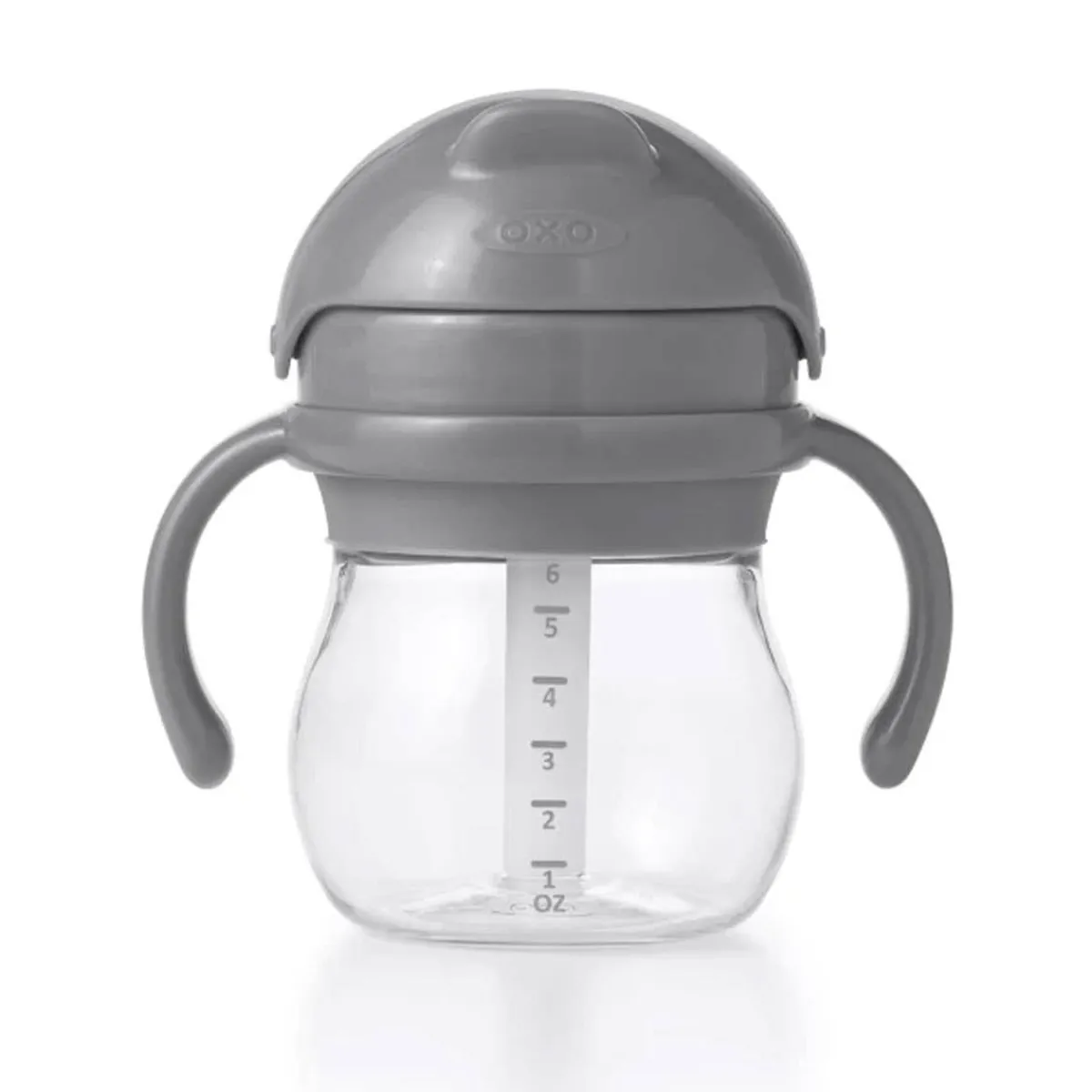 Sippy Cups + Straw Cups-Oxo Tot Straw Cup with Handles (6 oz) Grey