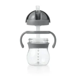 Sippy Cups + Straw Cups-Oxo Tot Straw Cup with Handles (6 oz) Grey