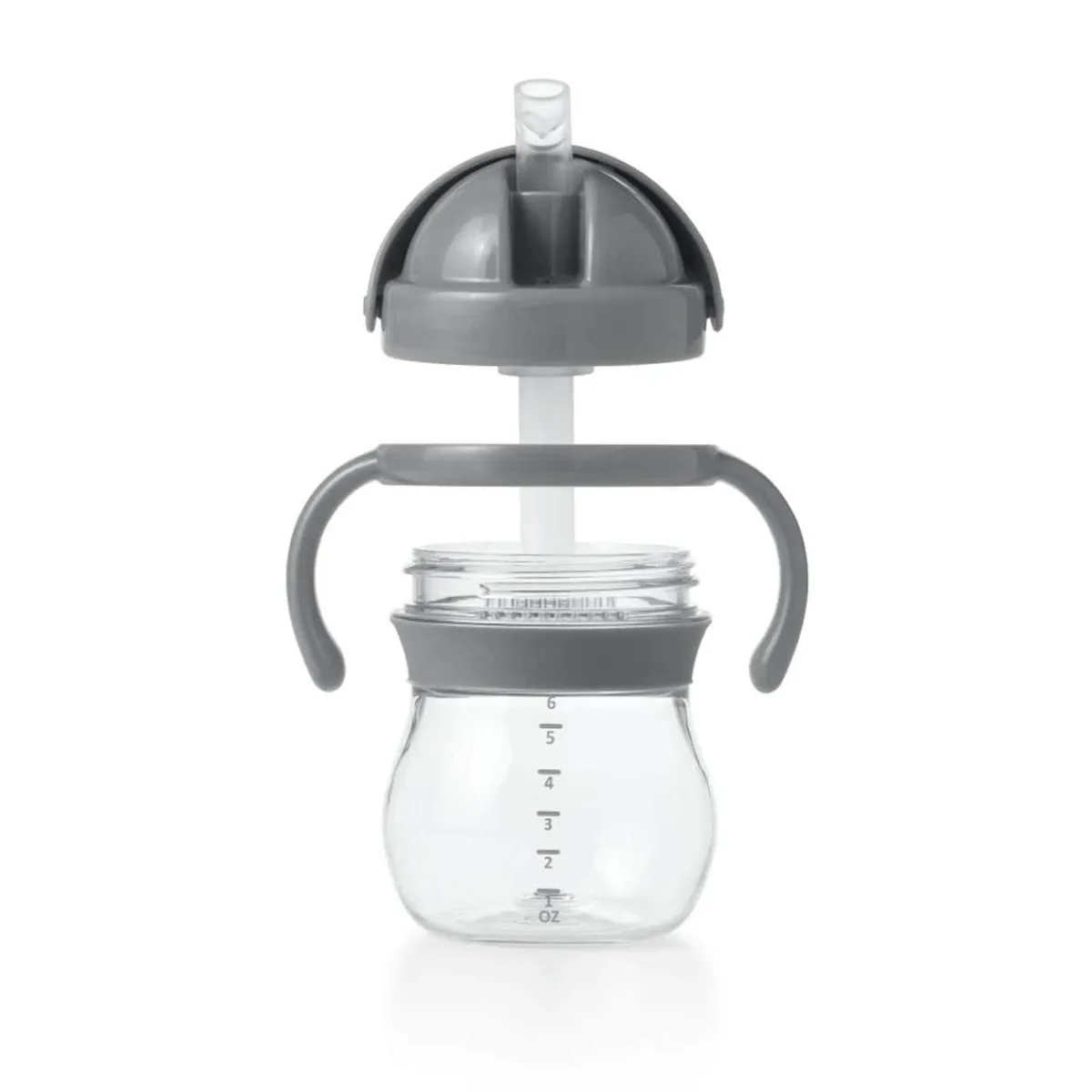 Sippy Cups + Straw Cups-Oxo Tot Straw Cup with Handles (6 oz) Grey